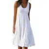 2025Wish Amazon Aliexpress Ropa de Mujer 7 Colores 5 Tallas Sin Mangas Cuello Redondo Patchwork Dobladillo Amplio Vestido de Playa Estilo Europeo y Americano