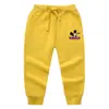 Calça Jogger Infantil Mickey com Letras para Primavera e Outono, para Meninos e Meninas, Algodão Casual Esportiva de Corte Amplo para Bebês