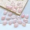 Atacado do Fabricante Anel de Quartzo Rosa Natural Oval com Base Plana Rosto para Joias Artesanais DIY Semi-Acabado Inlay Acessórios