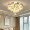 Luminária de teto em cristal K9 para sala de estar, luxo leve francês com toque de alta qualidade, design de arte em concha, conjunto de 6 peças, luminária elegante para sala de jantar, aço inoxidável e ferro