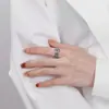 Anillo de Estrella de Seis Puntas Hueca Tridimensional Vintage Desgastado de Plata de Ley S925 Yunchaoxuan Estilo Punk Moderno Anillo Abierto
