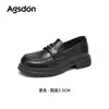 Zapatos Planos Aogushi Deng de Suela Gruesa para Mujer 2026 Nuevo Otoño Tacón Grueso Zapatos Individuales Muy Bonitos Estilo Británico Retro Zapatos Pequeños de Cuero