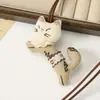 Cordão com Patch de Tecido Gato e Girafa Macios e Fofos Estilo Coreano para Crianças, Pingente de Bolsa Versátil Divertido Broche Acessório Novo Modelo