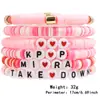 Pulseira Colorida Macia de Argila Polimérica com Letras, Pulseira de Contas Coloridas Feita à Mão, Conjunto Elástico Simples para Casal, Caçador de Demônios K-Pop Girl Group