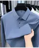 Camisa tipo polo de negocios casual de alta gama para hombre para primavera y otoño, con cuello camisero, elástica, transpirable, de manga larga, corte ajustado, como base