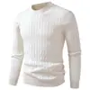 Suéter redondo de cor sólida vintage para homens, adequado para usar por baixo ou por cima, pulôver de malha fina casual slim fit