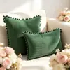 Capas de almofada lisas com trama de corrente, design simples e moderno, com acabamento de pompons e borda de veludo cotelê, direto do fabricante
