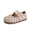 Zapatos de piel de ante con lunares estilo coreano para niña 2026 primavera y otoño nuevos zapatos de princesa para niño pequeño de suela blanda estilo bosque