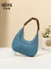 Bolso de Mezclilla Retro Francés tipo Dumpling, Bolso de Mano Elegante Casual, Bolso Sencillo de Media Luna, Bolso de Axila Texturizado de Moda