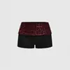 Verão 2026 Novo Estilo Americano Transfronteiriço Menina Popular Shorts Esportivos de Contraste Listrado Cintura Média Feminino Personalizado Nota Musical Atacado