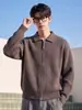 Suéter Masculino Amazon Primavera e Outono Estilo Old Money Gola Lapela Jaqueta Casual Solta para o Trabalho Estilo Coreano Tricô Simples