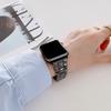 Adequado para Apple Watch se Watch Pulseira Apple 1-10 Geração Diamante Xadrez Três Estrias Cerâmica Metal Strap