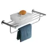 Estante para toallas de acero inoxidable 304, instalación sin taladro, estante de almacenamiento para baño, barra para toallas de baño, accesorios de baño