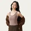 Chaleco térmico estilo sirena de punto grueso, mezcla de cachemira y seda, adecuado para otoño e invierno, forrado de felpa, se puede usar como prenda exterior o interior, elimina la necesidad de sujetador y sirve como capa base para mujeres