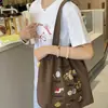 Bolsa de Hombro con Cordón Artística Versátil Bordada Linda Estilo Perezoso Gran Capacidad Colores Dulces Primavera y Verano