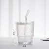 Taza de Bambú con Junta Láser Colorida al por Mayor, Taza de Vidrio con Popote, Taza de Café de Alta Temperatura Resistente de Moda, Taza de Regalo, Taza de Agua