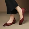 Versão com Bico Quadrado~ Couro Completo por Dentro e por Fora, Boca Rasa, Aumento de Altura Oculto Sapatos Femininos, Novo Estilo, Versátil para o Trabalho, Sapatos de Trabalho de Couro Genuíno 3cm, Sapatos Femininos Ol
