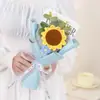 Producto Terminado de Girasol Tejido a Mano, Ramo de Hilo para el Día del Maestro, Regalo Souvenir, Flores Artificiales Tejidas Simuladas al por Mayor