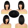 Peruca transfronteiriça Franja pura feminina europeia e americana cabelo curto liso bob fivela moda peruca de fibra química fabricantes de seda de alta temperatura atacado