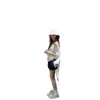 Camiseta Azul Dulce y Picante Estilo Chica Hombros Descubiertos Manga Corta para Mujer Verano Nueva Holgada Adelgazante Hombro Único Hermoso Top