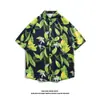 Camisa de Manga Corta de Nicho Ins de Moda para Hombre Verano Casual Playa Estampada Street Holgada Top de Media Manga