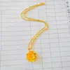 Collar Colgante Flor de Peonía Oro Arena Vietnamita Latón Chapado en Oro Cadena Clavícula Colgante Collar Regalo de Vacaciones
