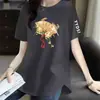 Comércio Exterior Transfronteiriço Último Estoque Grande Marca Etiqueta Cortada Camiseta Manga Curta Feminina Mãe Novo Estilo Chinês Moda Elegante Top Rejuvenescedor