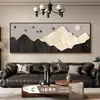 Pintura decorativa para sala de estar estilo antigo wabi-sabi com fundo de montanha para pendurar na parede do sofá mural abstrato simples moderno
