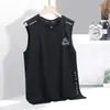 Chaleco de Seda de Hielo para Hombre Verano Deportes Fitness Camiseta Base Hombro Ancho Entrenamiento Camiseta sin Mangas Delgada Secado Rápido Top de Hombre Trendy