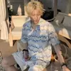 Camisa Tricotada Manga Curta Gola Cubana Vazada Estilo Coreano para Homens, Estilo de Férias na Praia, Sensação Preguiçosa e Relaxada, Camisa Listrada em Contraste