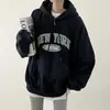 Sudadera Casual Gruesa de Estilo Coreano para Parejas de Mujeres, Estilo Perezoso de Ins con Letras Estampadas, Sudadera Fina de Forro Polar para Mujeres
