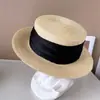 Sombrero de Paja de Cinta Ancha de Seda Merceizada Estilo Japonés para Mujer Verano Protector Solar Sombrero de Copa Plana Sombrero de Copa de Moda Sombrero de Moda