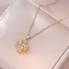 Collar para Mujer, Estilo Influencer Transfronterizo Flor de Girasol Circonita Giratorio Conjunto de Tres Piezas Decoración Collar de Acero de Titanio