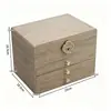 Caja de joyería con veta de madera de nogal, accesorios exquisitos de alta gama, aretes dorados, collar, caja de almacenamiento vintage antioxidación, gran capacidad