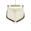 25014-25 Primavera Nuevo Estilo Europeo y Americano Conjunto de Tres Piezas Hilo de Cinco Hilos Cintura con Cordón Borde de Color Casual Pantalones Cortos Calientes