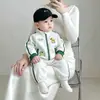Conjunto Esportivo Elegante Infantil para Primavera e Outono 2026 Nova Moda Coreana Estilo Simples Moletom com Desenho e Calça de Moletom para Meninos e Meninas