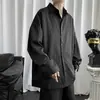 Cárdigan versátil, corte holgado, primavera y otoño, camisa elegante y casual de manga larga, camisa de rayas para hombre con diseño de botones