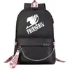 Mochila escolar USB de dibujos animados transfronteriza de cola de hadas para jóvenes de primaria y secundaria, mochila casual con cinta para hombres y mujeres