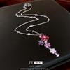 Colar Pingente Borla Flor de Zircônia, Corrente de Clavícula Nicho Fresca e Fashion, Joia Versátil Elegante e de Alto Padrão para Mulheres