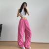 Calça Cargo Rosa Hip-Hop de Secagem Rápida para Mulheres, Calça de Verão Fina Estilo Dopamina, Calça Esportiva para Dança Jazz, Casual