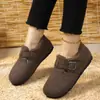 Venta Caliente Transfronteriza Otoño/Invierno Completamente Cubiertos Zapatos de Algodón Birkenstock para Mujer Hebilla Metálica Felpa Talla Grande Cálidos Suela Plana Suave Suministro Directo de Fábrica