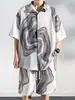 Camisa Floral de Moda Traje Casual de Seda Helada para Hombre Conjunto de Verano Tendencia Estilo Hawaiano Manga Corta Pantalones Cortos