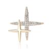 Nuevo broche de aleación exquisita con doble cruz y estrella de diamantes de imitación, diseño de alta gama, para mujer, para traje, abrigo, ramillete, alfiler de joyería