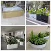 Caixa de Flores de Aço Inoxidável para Exterior Rua Comercial Vaso de Flores Móvel Departamento de Vendas Canteiro de Flores Calha de Flores Retangular de Ferro Suporte para Flores para Plantio de Flores