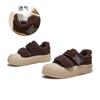 Tênis de Couro Genuíno Forrados com Pelo para Mulheres 2025 Inverno Novo Sapatos de Algodão com Solado Grosso Quentes Versáteis Fecho de Velcro Sapatos Brancos para Mulheres
