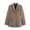 Chaqueta de traje de comercio exterior con cinturón ajustado europeo y americano de pata de gallo de primavera 2025 para mujer, nueva imagen al por mayor para mujer, color