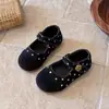 Zapatos de piel para niña 2026 primavera nuevo estilo florales inspirados en Chanel infantiles elegantes de princesa para actuación zapatos Mary Jane