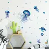Pegatinas de Pared Autoadhesivas al por Mayor Transfronterizas con Patrón de Medusas de Caricatura, Calcomanías Impermeables, Pegatinas Removibles, Envío Directo del Fabricante