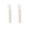 Brincos de franja com corrente de pérolas para usar de duas maneiras, estilo retrô, alta qualidade, temperamento nicho, brincos requintados e elegantes