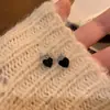 Pendientes de circonita con forma de lazo y gota de amor para mujer, de otoño e invierno, de alta gama, negros, elegantes y combinables, estilo celebridad.